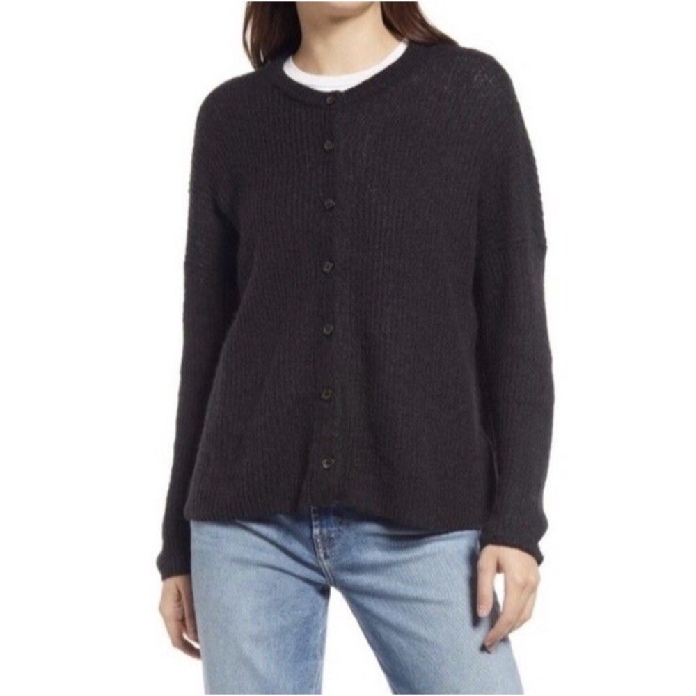 Madewell Bellaire Alpaca Blend Cardigan Style #NA809 Black XL Soft Oversized